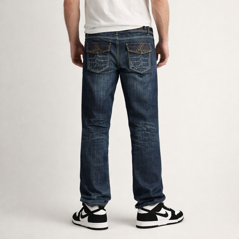 BLAC LABEL Vintage Y2K Streetwear Studded Snap Pocket Bootcut Jeans (38 x 34)